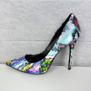 THEYSKENS THEORY Abstract Paint Splatter Pointed Toe Stiletto High Heel Pumps7.5